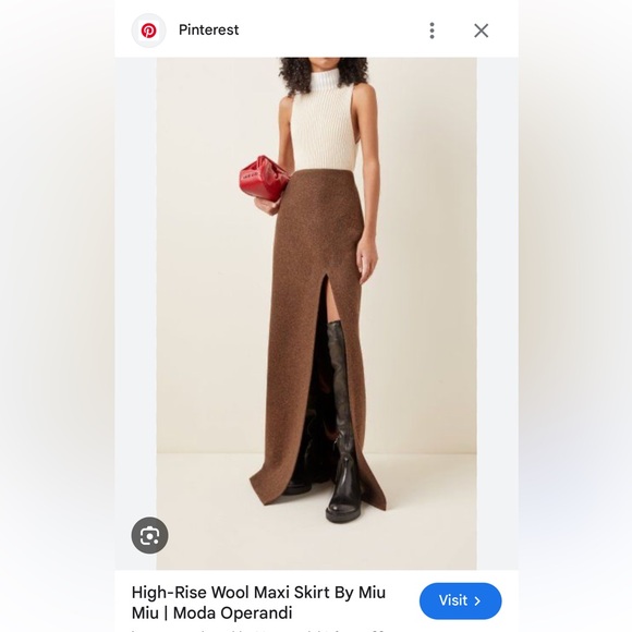 Miu Miu Dresses & Skirts - Miu Miu Brown Wool Maxi Skirt Slit
